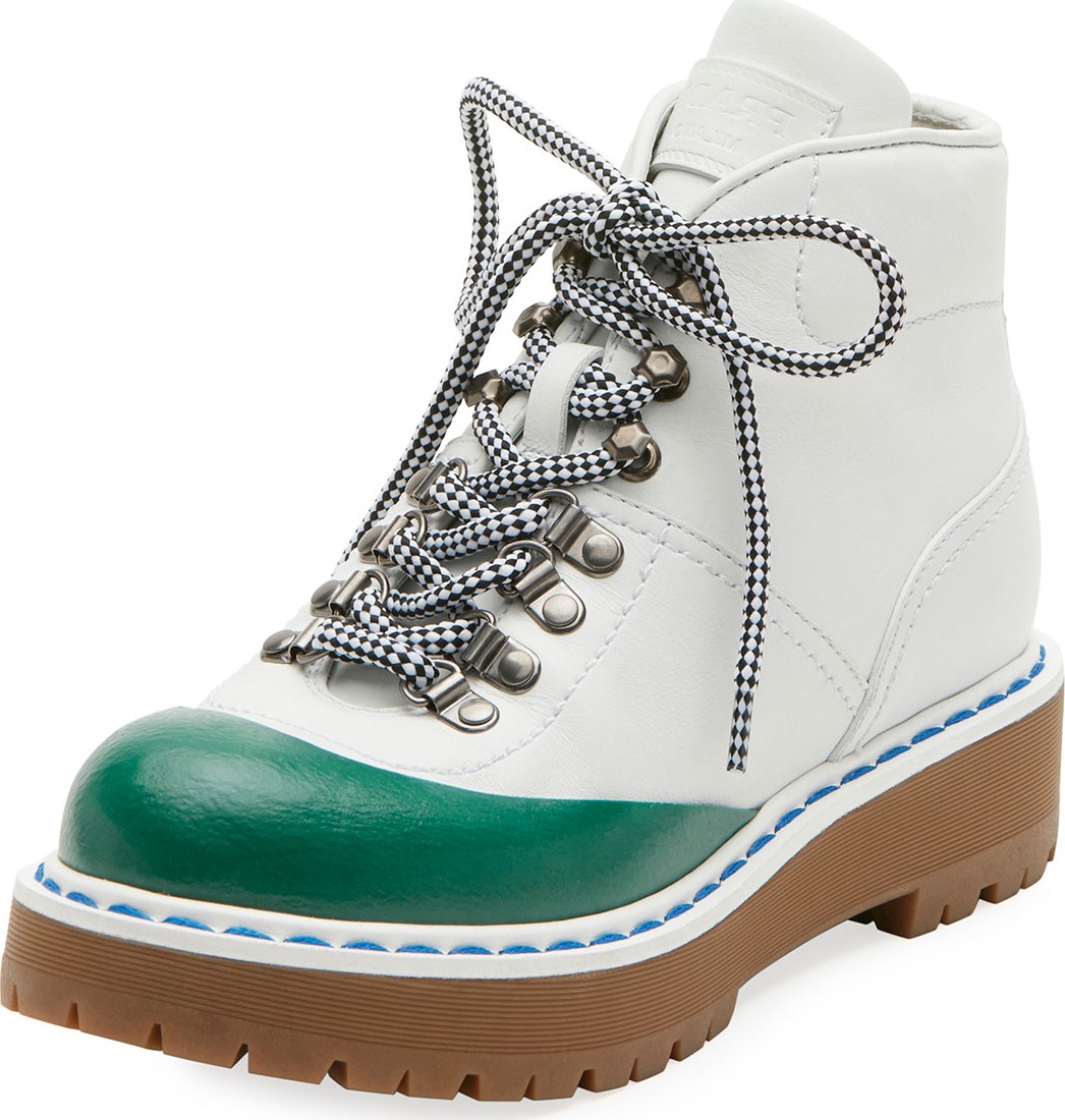 Prada Lace-Up Leather Hiking Boot