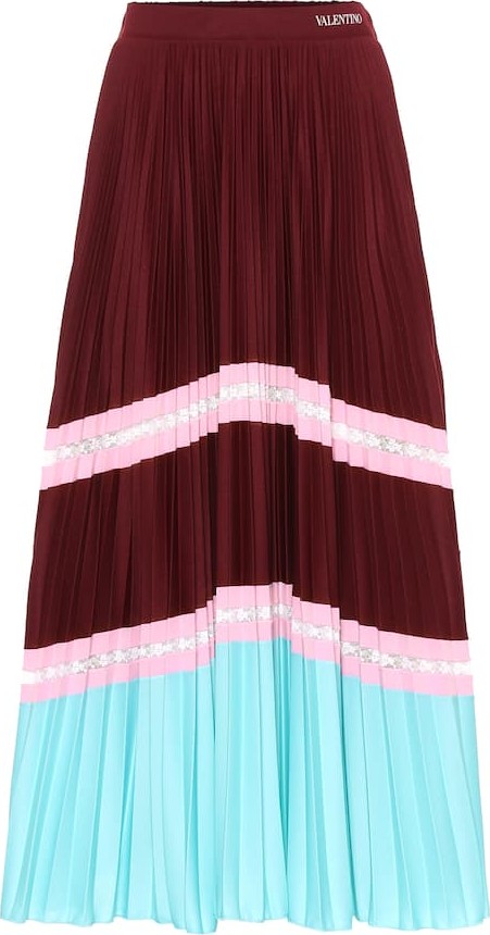 Valentino Pleated jersey midi skirt