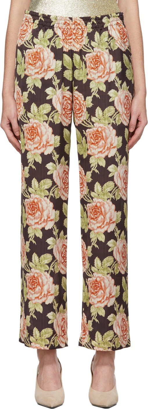 Paco Rabanne Multicolor Satin Roses Trousers
