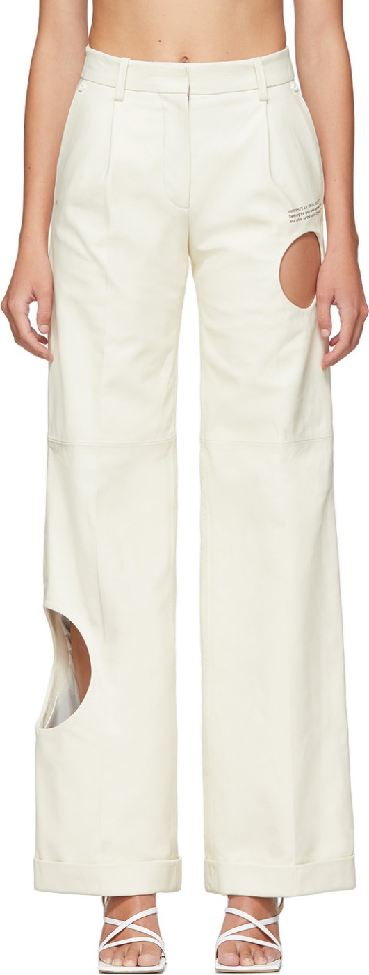 Off White White Leather Meteor Formal Pants