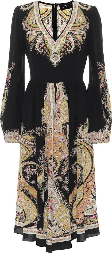 Etro Printed silk midi dress