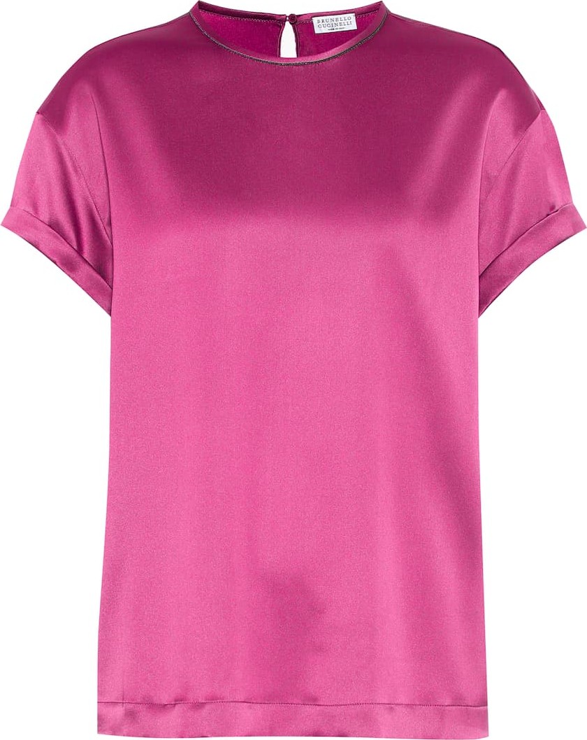 Brunello Cucinelli Stretch silk-satin T-shirt