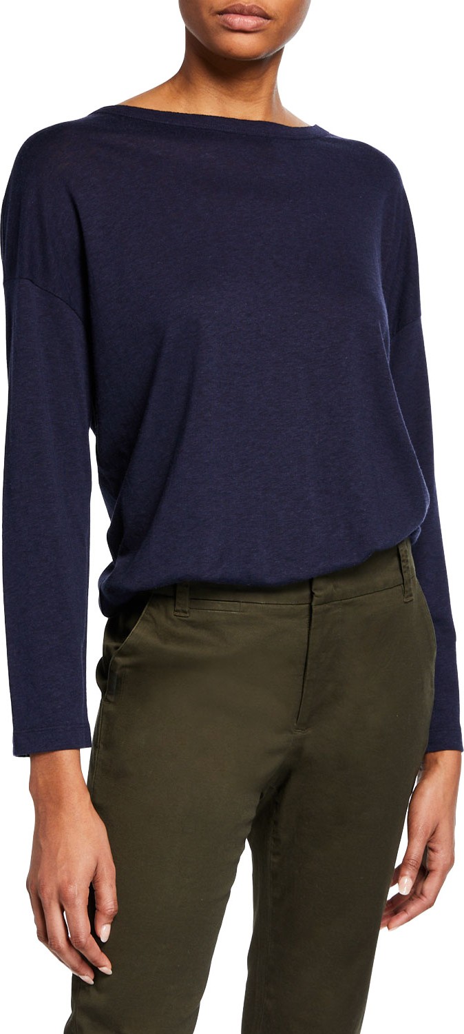 Vince Long-Sleeve Boat-Neck Top