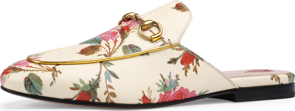 Gucci Flat Princetown Floral Print Mule
