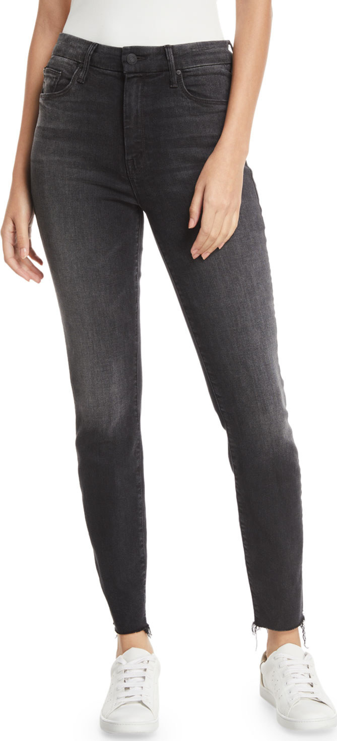 MOTHER Looker High-Waist Ankle Fray Skinny Jeans