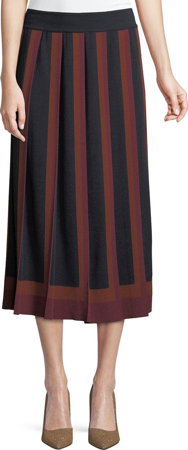 Loro Piana Cashmere-Silk Multicolor Pleated A-Line Skirt