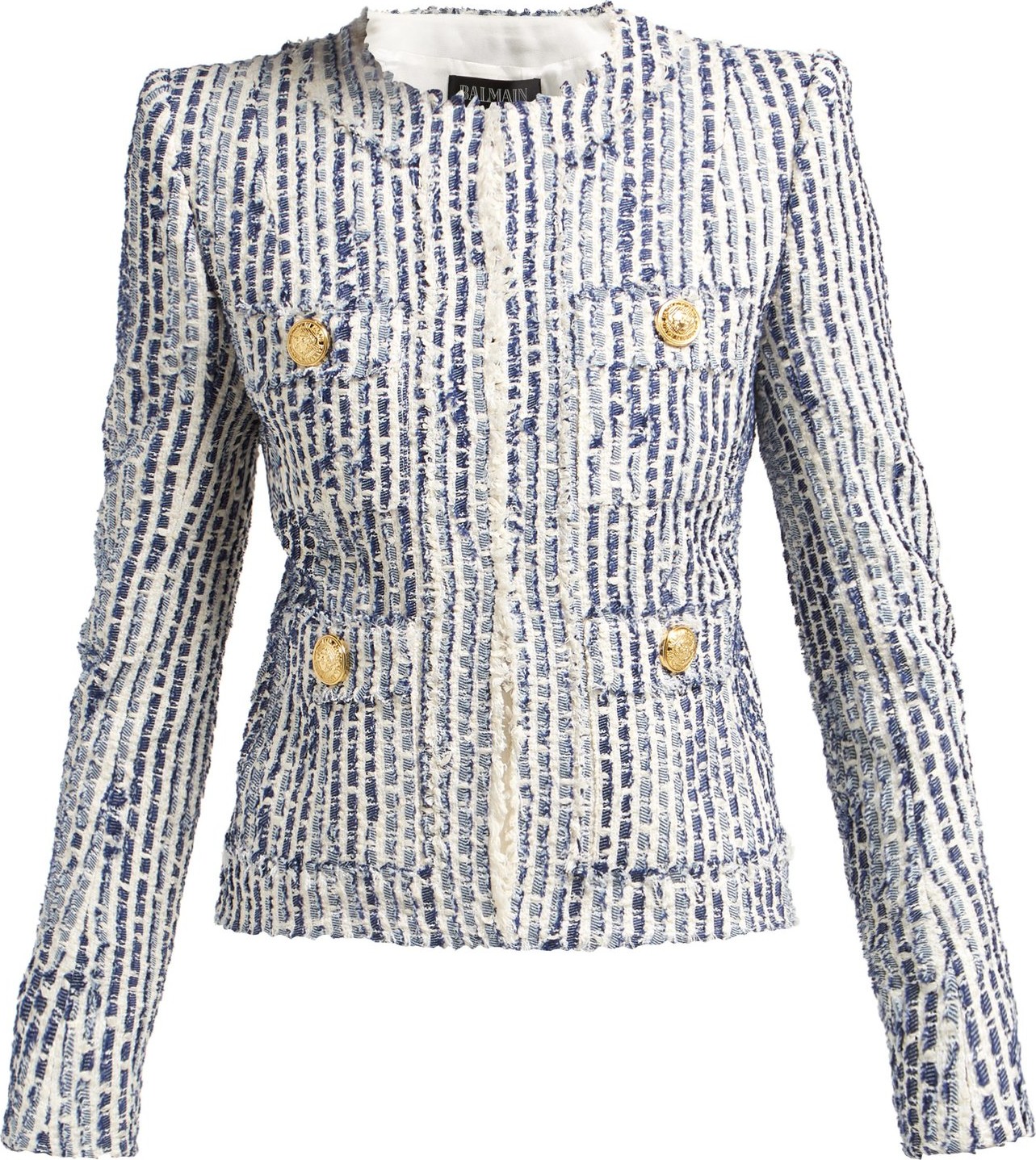 Balmain Striped cotton-blend tweed jacket