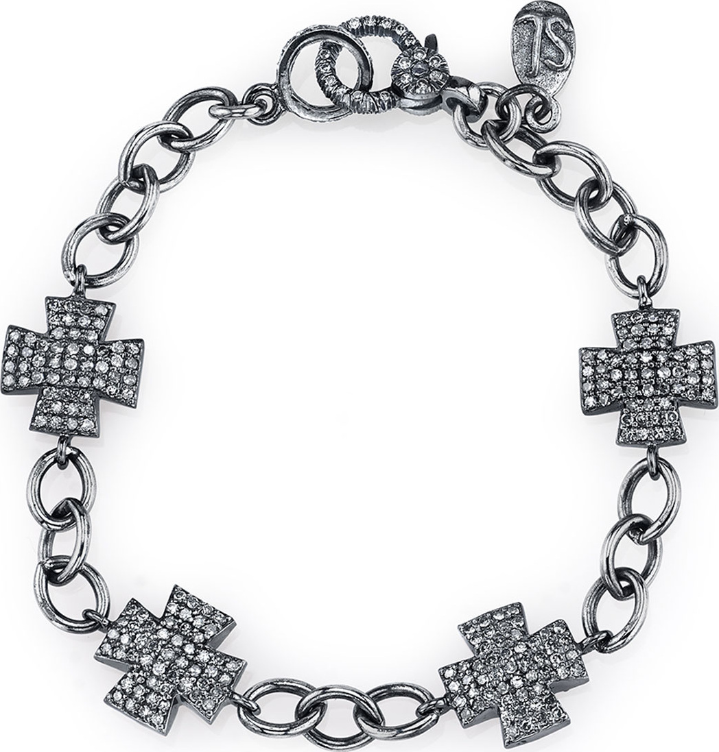 Sheryl Lowe Diamond Pave Maltese Cross Bracelet