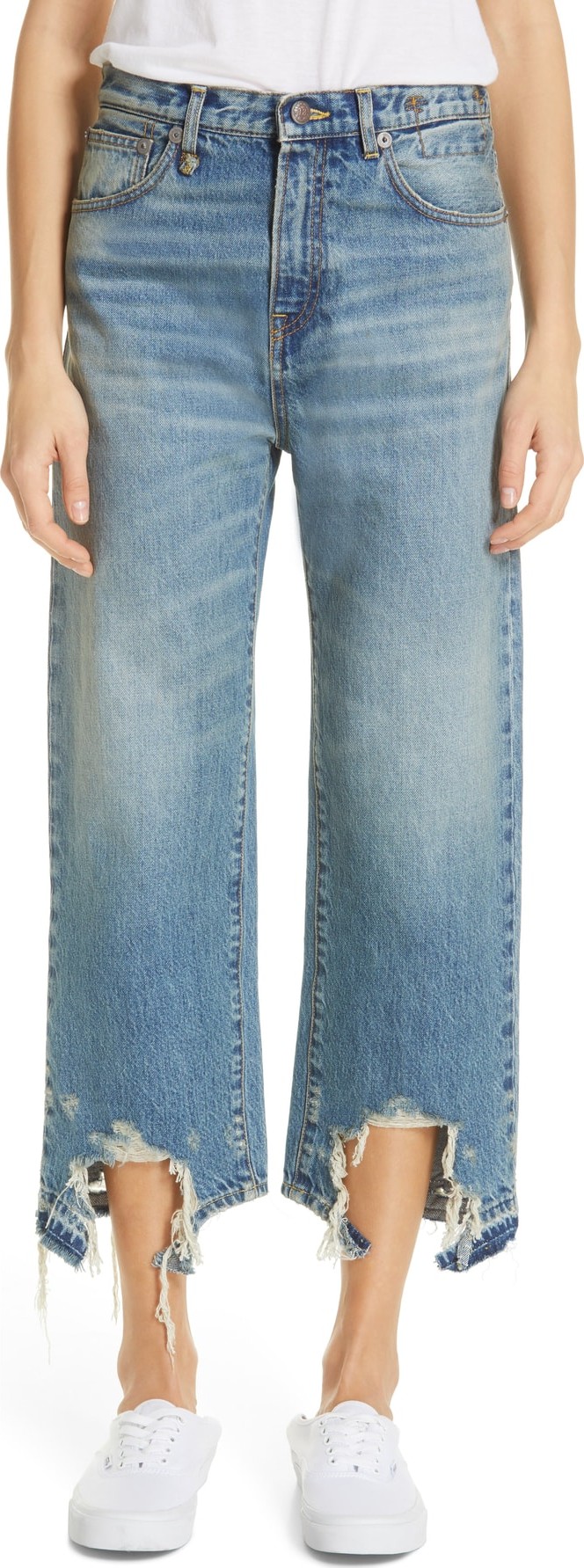 R13 Camille Chewed Hem Wide Leg Jeans