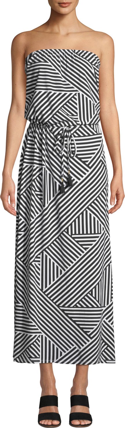 Tommy Bahama Fractured Stripe Bandeau Maxi Dress