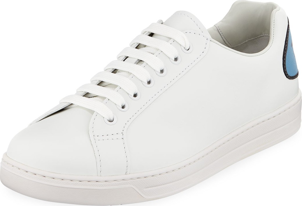 Prada Men's Avenue Bubble-Patch Leather Low-Top Sneakers