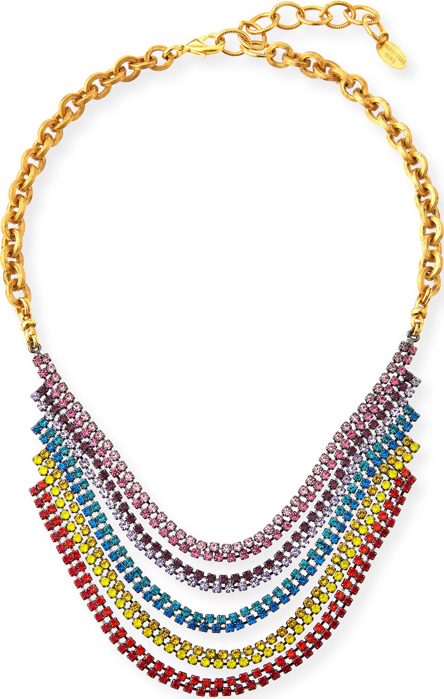 Elizabeth Cole Torrance Crystal Layer Necklace, Rainbow