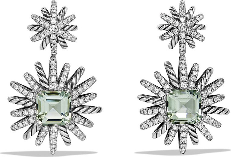 David Yurman Starburst Prasiolite & Diamond Drop Earrings