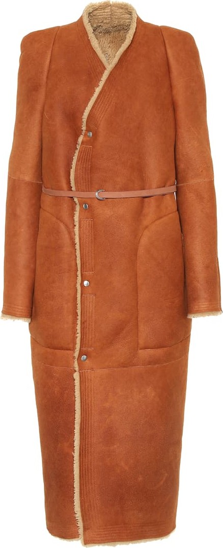 Rick Owens Shearling-lined suede coat