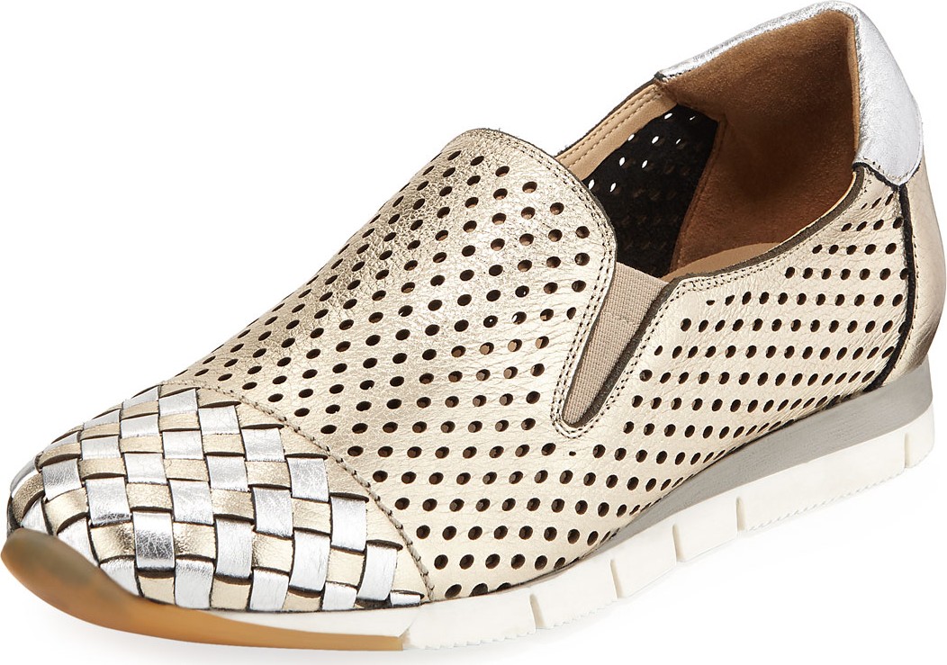 Sesto Meucci Caria Woven Perforated Metallic Sneakers