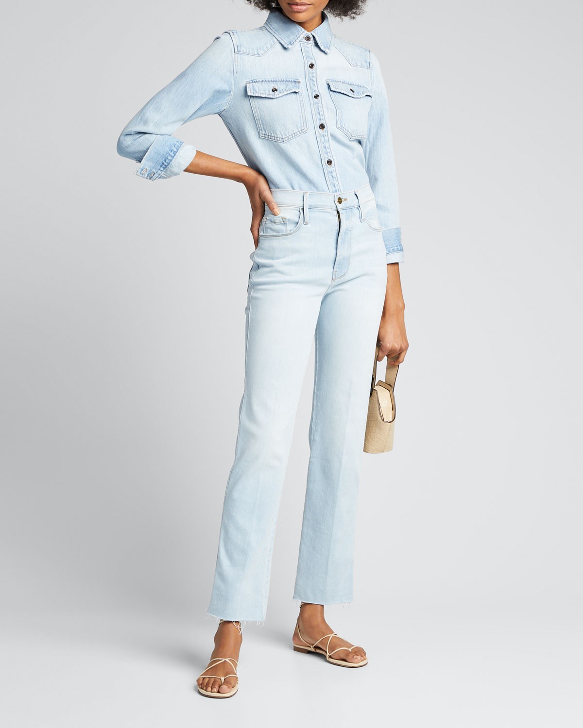FRAME DENIM Le Sylvie Slender Straight-Leg Raw-Hem Jeans