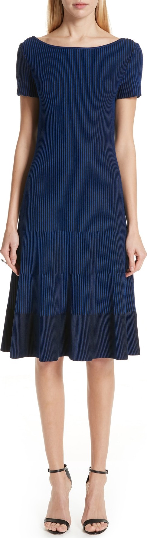 St. John Ottoman Fit & Flare Sweater Dress