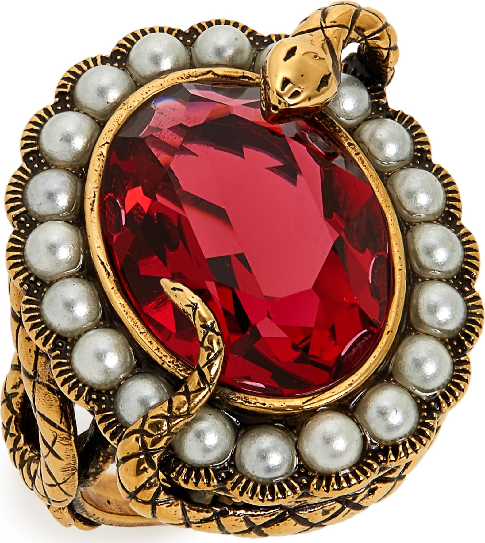 Alexander McQueen Snake Jewel Cocktail Ring