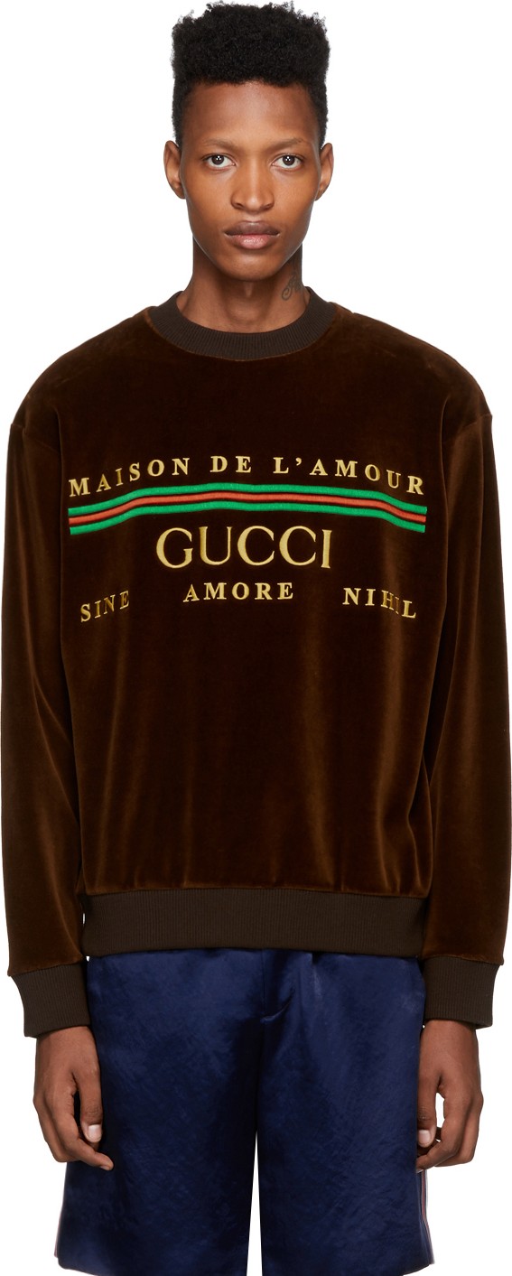 Gucci Brown Chenille 'Maison De L'amour' Sweatshirt