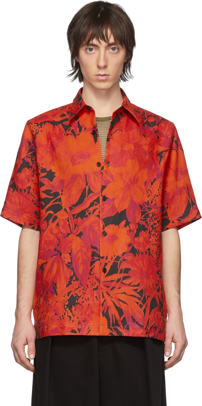 Dries Van Noten Red Floral Hadler Polo