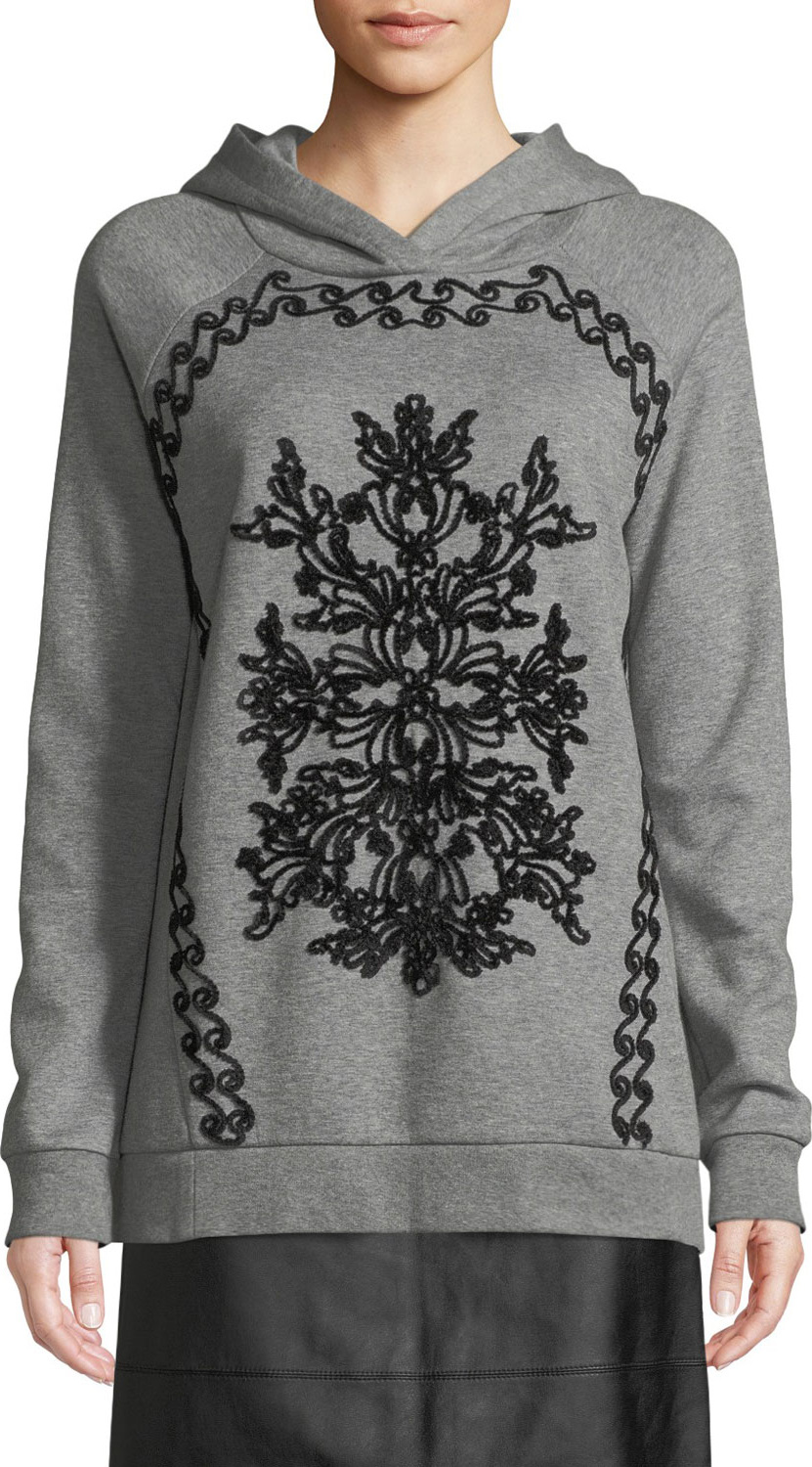 Elie Tahari Elle Flocked-Pattern Hoodie