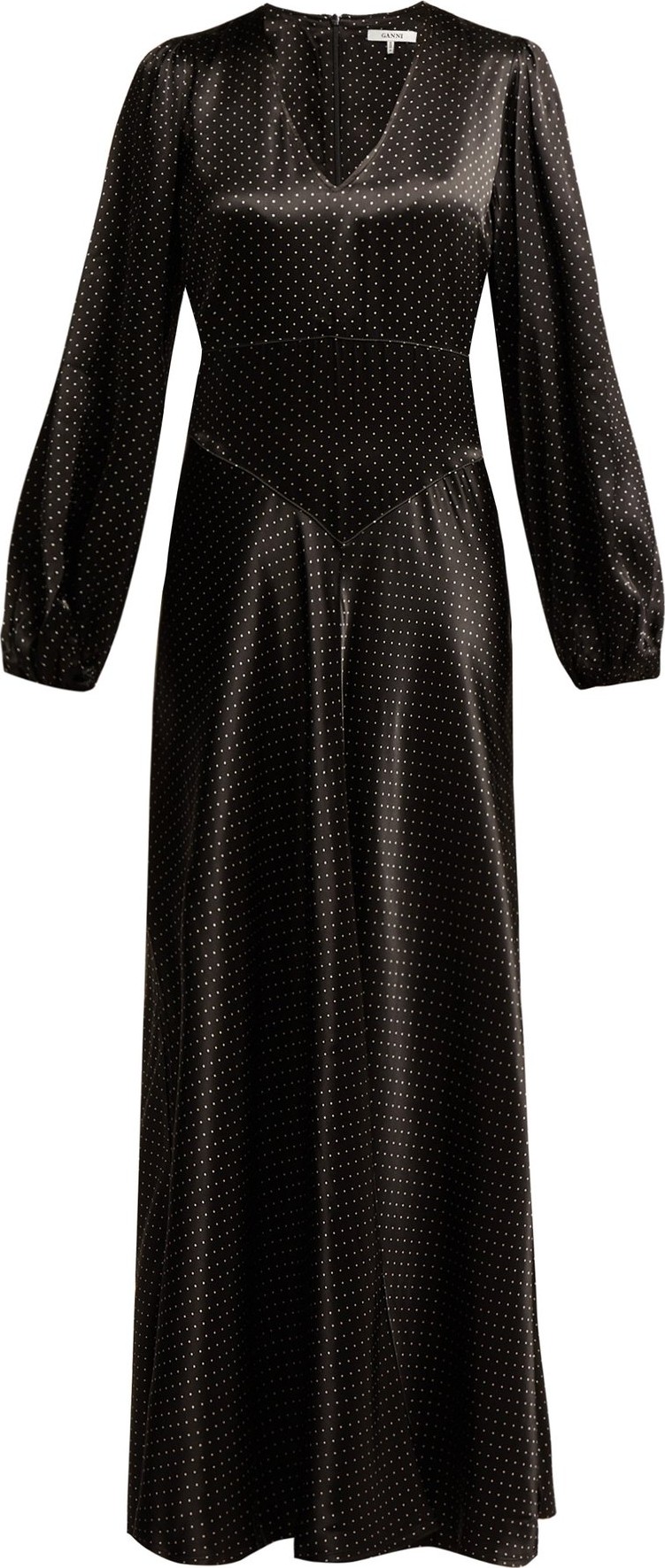 Ganni Cameron polka-dot satin maxi dress