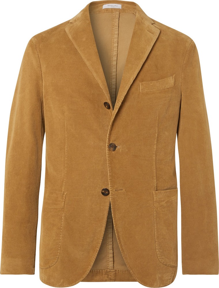 Boglioli Tan K-Jacket Slim-Fit Unstructured Stretch-Cotton Corduroy Suit Jacket