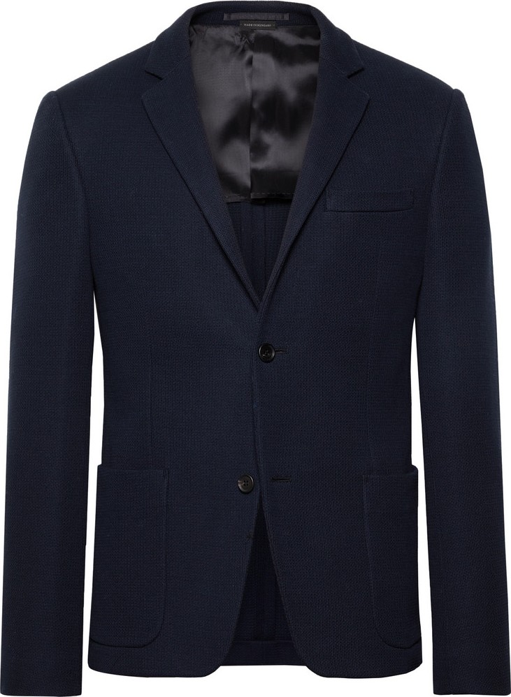 Prada Storm-Blue Slim-Fit Cotton-Piqué Blazer