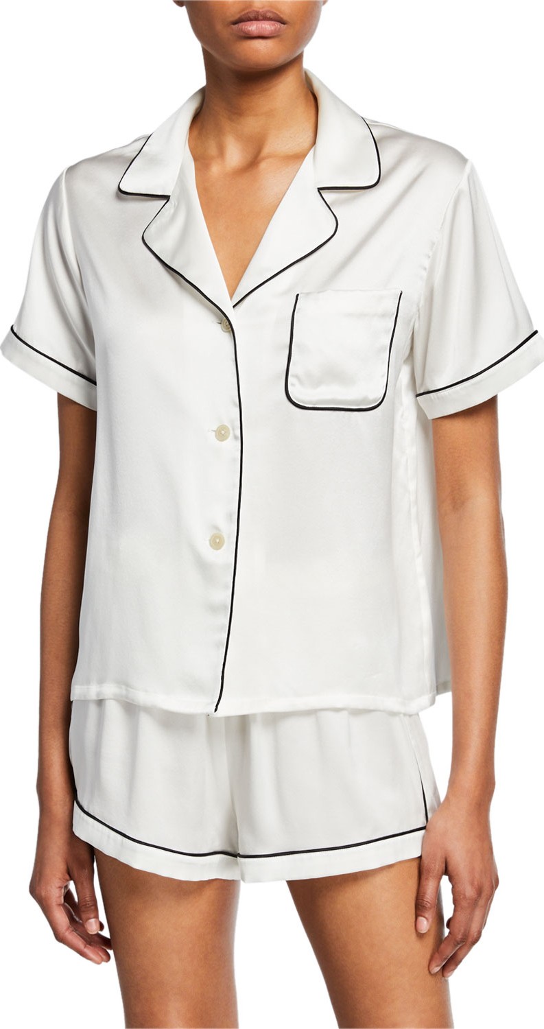 Morgan Lane Katelyn Short-Sleeve Silk Lounge Top