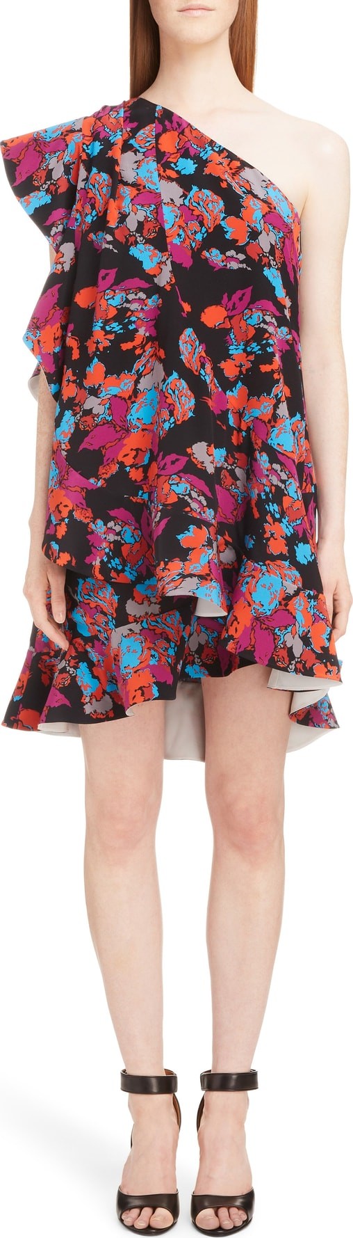 Givenchy Floral Print One-Shoulder Dress