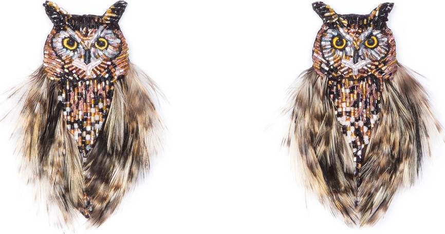Mignonne Gavigan New York Owl Bead & Feather Earrings