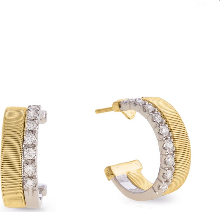 Marco Bicego Masai 18K White & Yellow Gold Coil Hoop Earrings with Diamonds