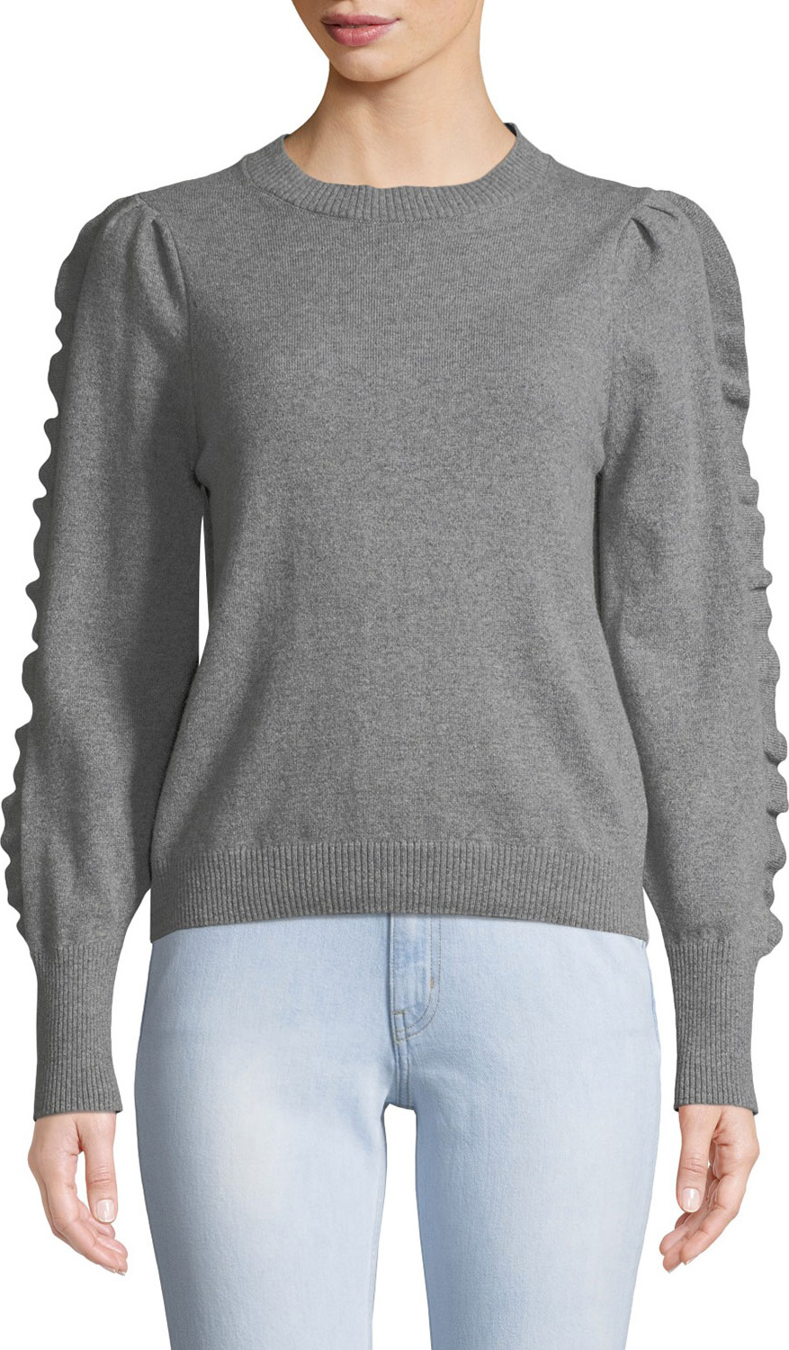 M.i.h Jeans Bianca Cashmere/Wool Ruffle Crewneck Sweater