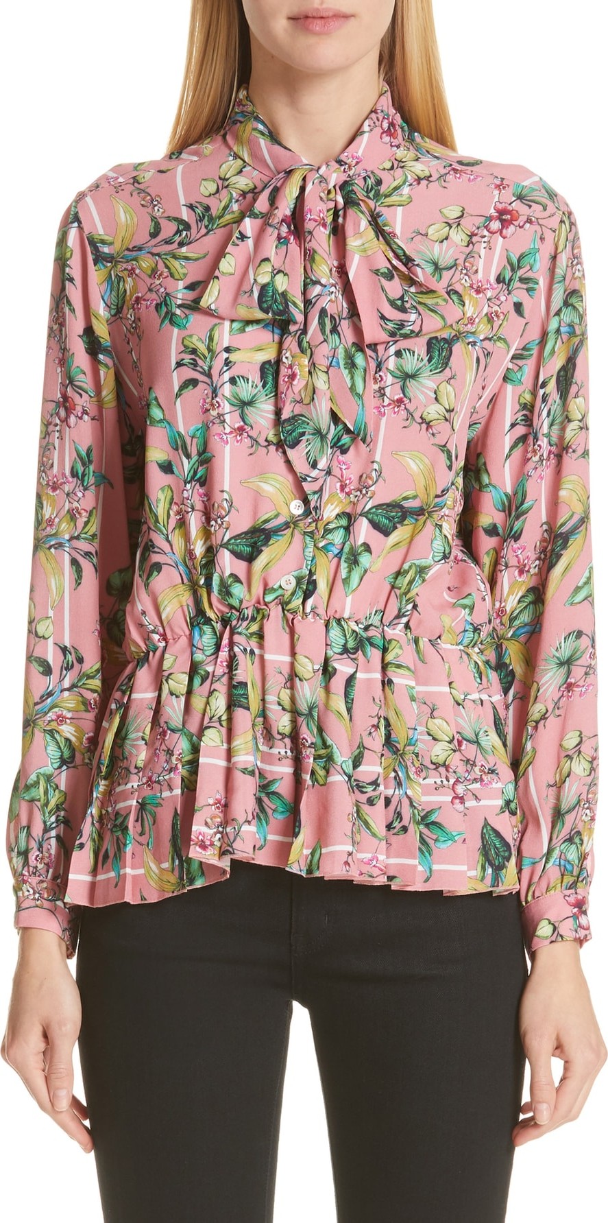 Vetements Pleated Tie Neck Blouse