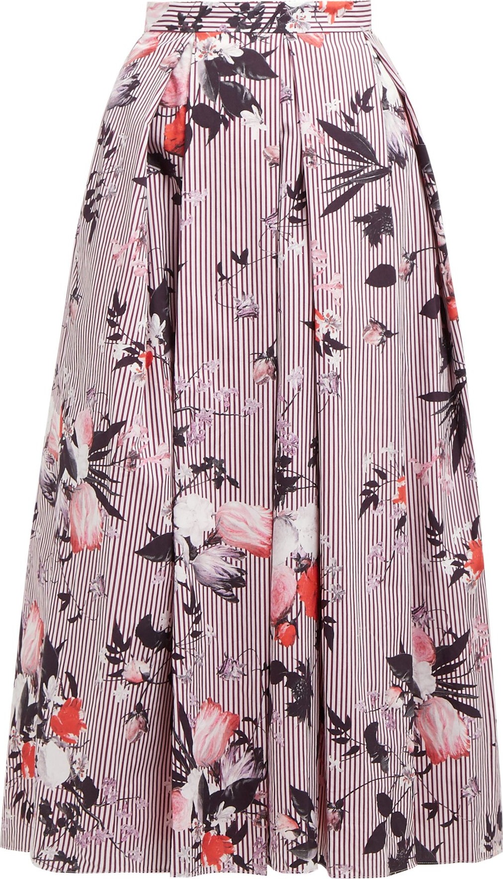 Erdem Elena Isabelle-print pleated cotton skirt
