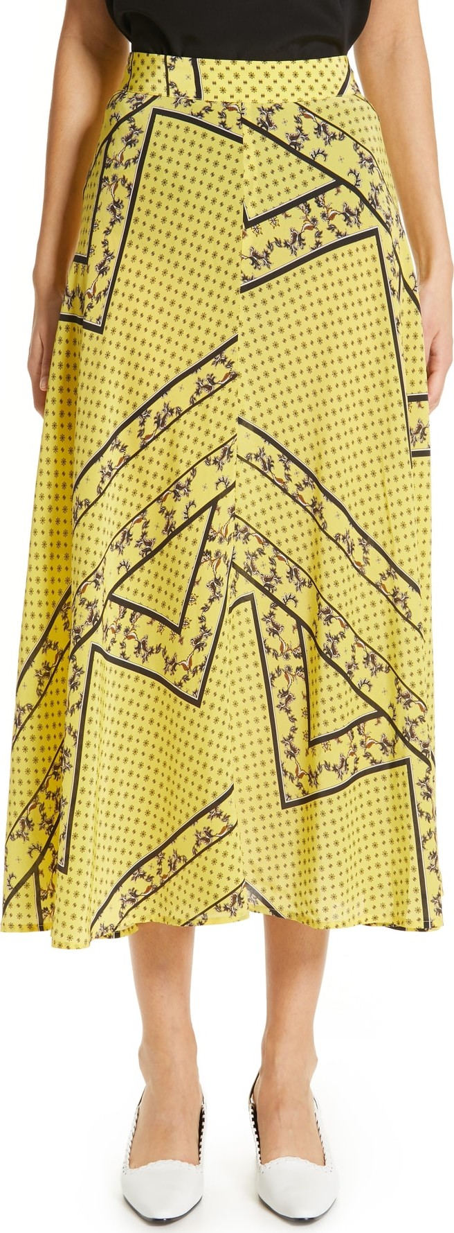 Ganni Paisley & Floral Print A-Line Midi Skirt