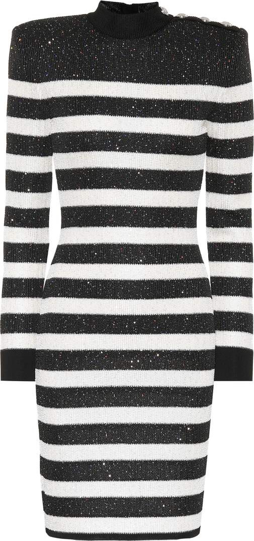 Balmain Sequined striped dress