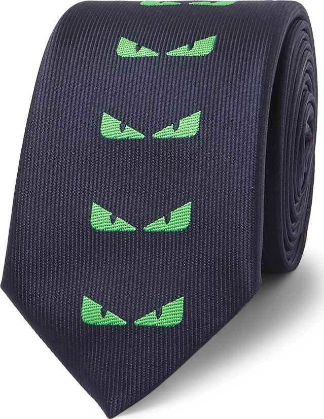 Fendi 7cm Embroidered Silk-Blend Faille Tie