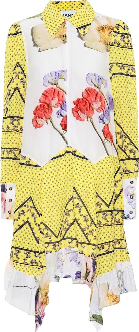 Ganni Printed silk-blend midi dress