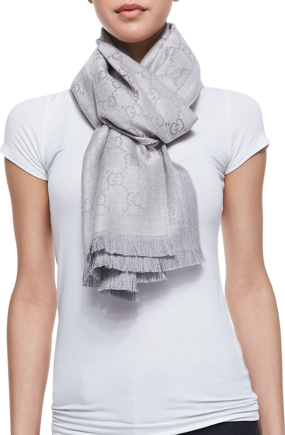 Gucci GG Pattern Scarf, Zinc/Gray