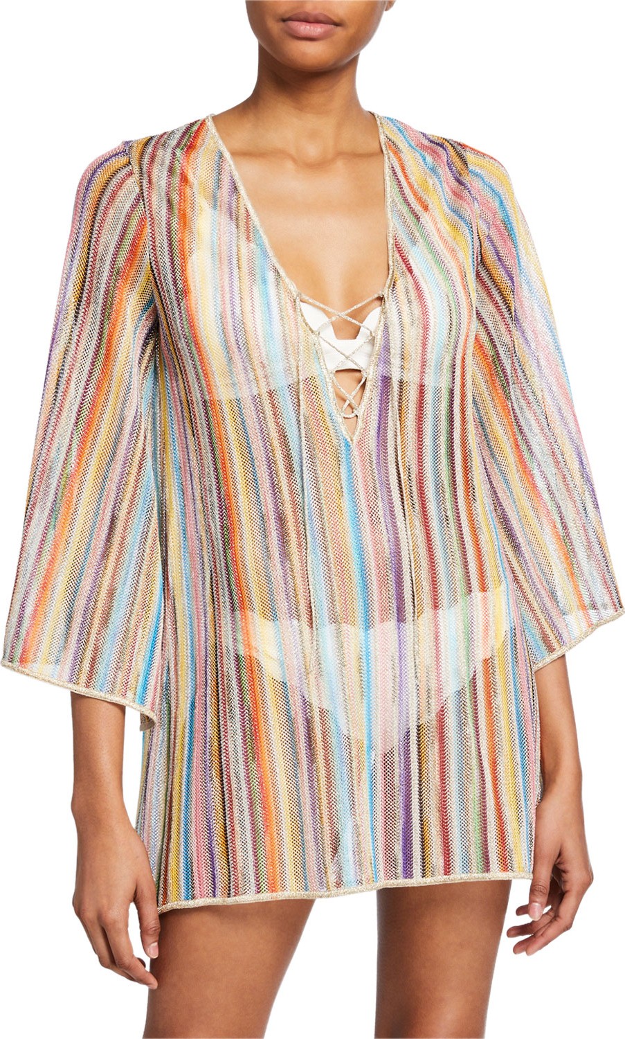 Missoni Striped Lace-Up Coverup