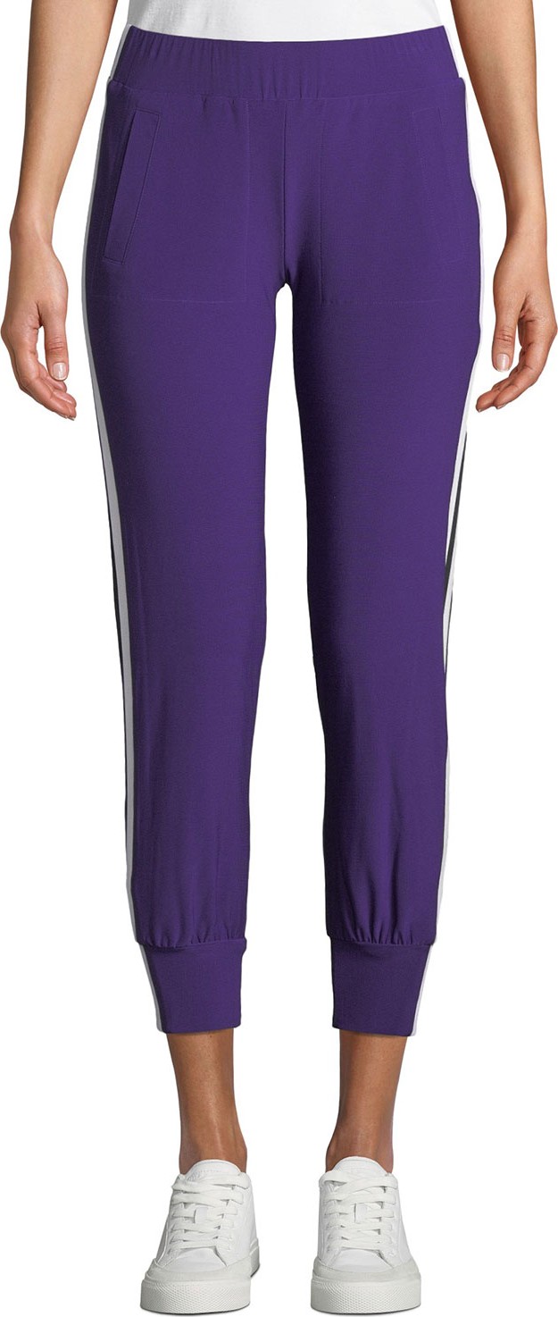 Norma Kamali Side-Stripe Jogger Track Pants