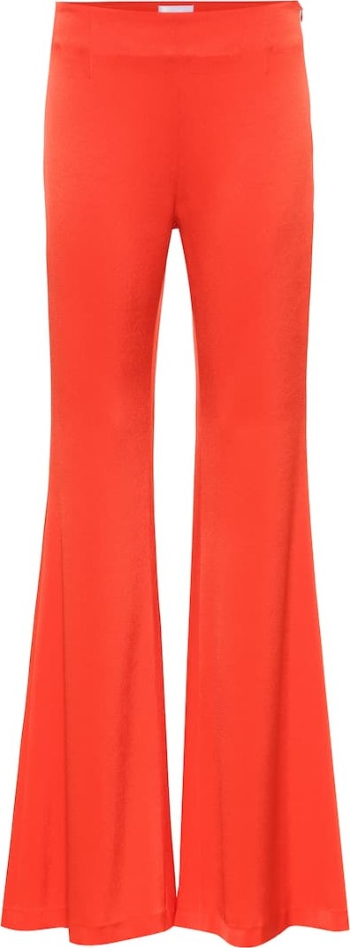 Galvan High-rise flared satin-crêpe pants