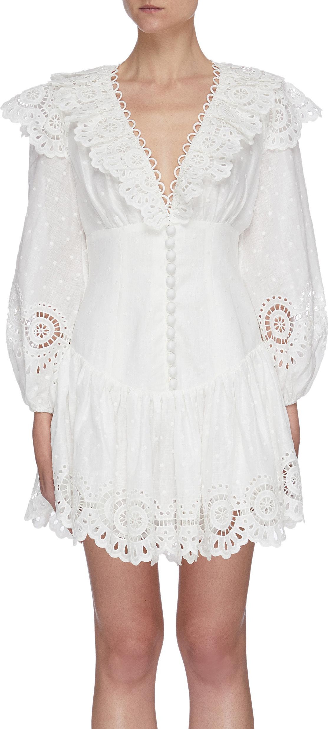 Zimmermann 'Bellitude' scallop puff sleeve mini dress