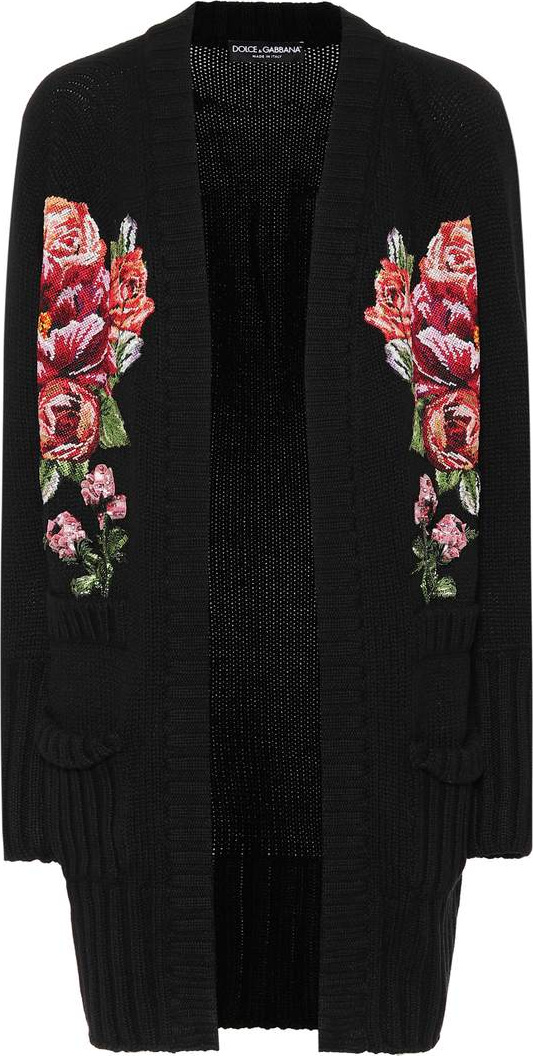 Dolce & Gabbana Floral-embroidered cashmere cardigan