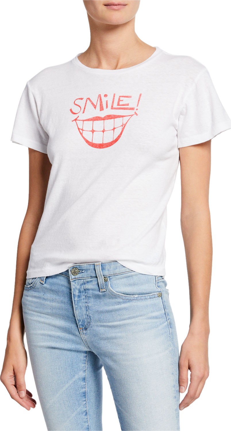 RE/DONE Classic Tee with Smile Graphic