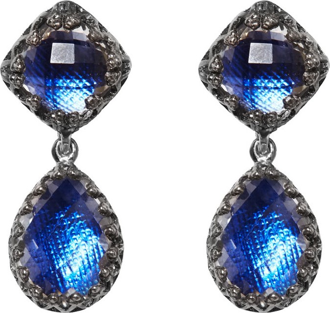 Larkspur & Hawk Small Jane Quartz Drop Earrings, Cobalt