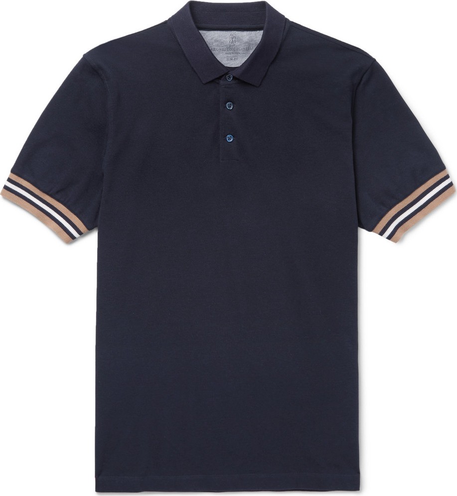 Brunello Cucinelli Slim-Fit Contrast-Trimmed Cotton-Piqué Polo Shirt