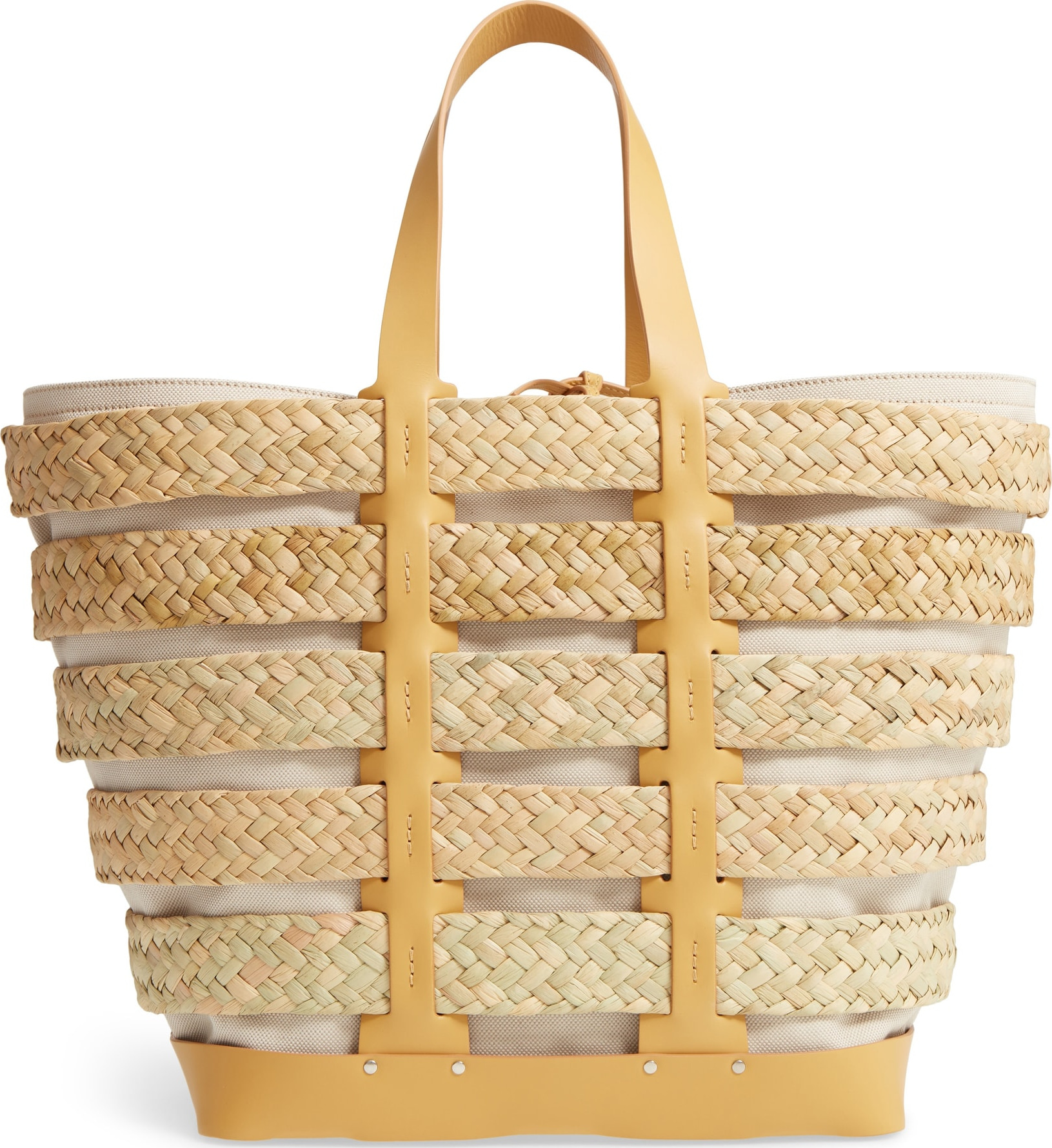 Paco Rabanne Cage Straw & Canvas Tote