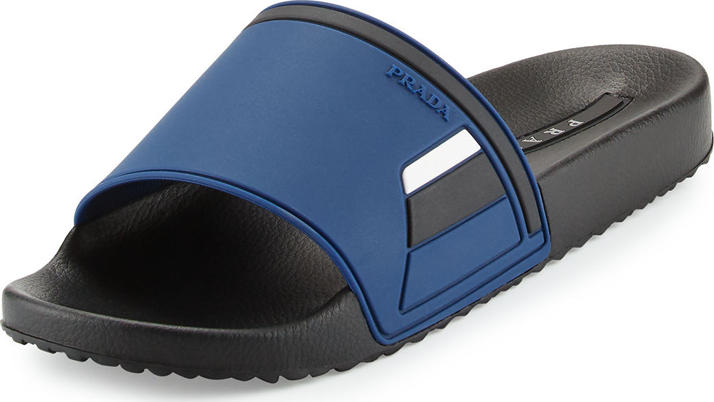 Prada Men's Colorblock Rubber Slide Sandal